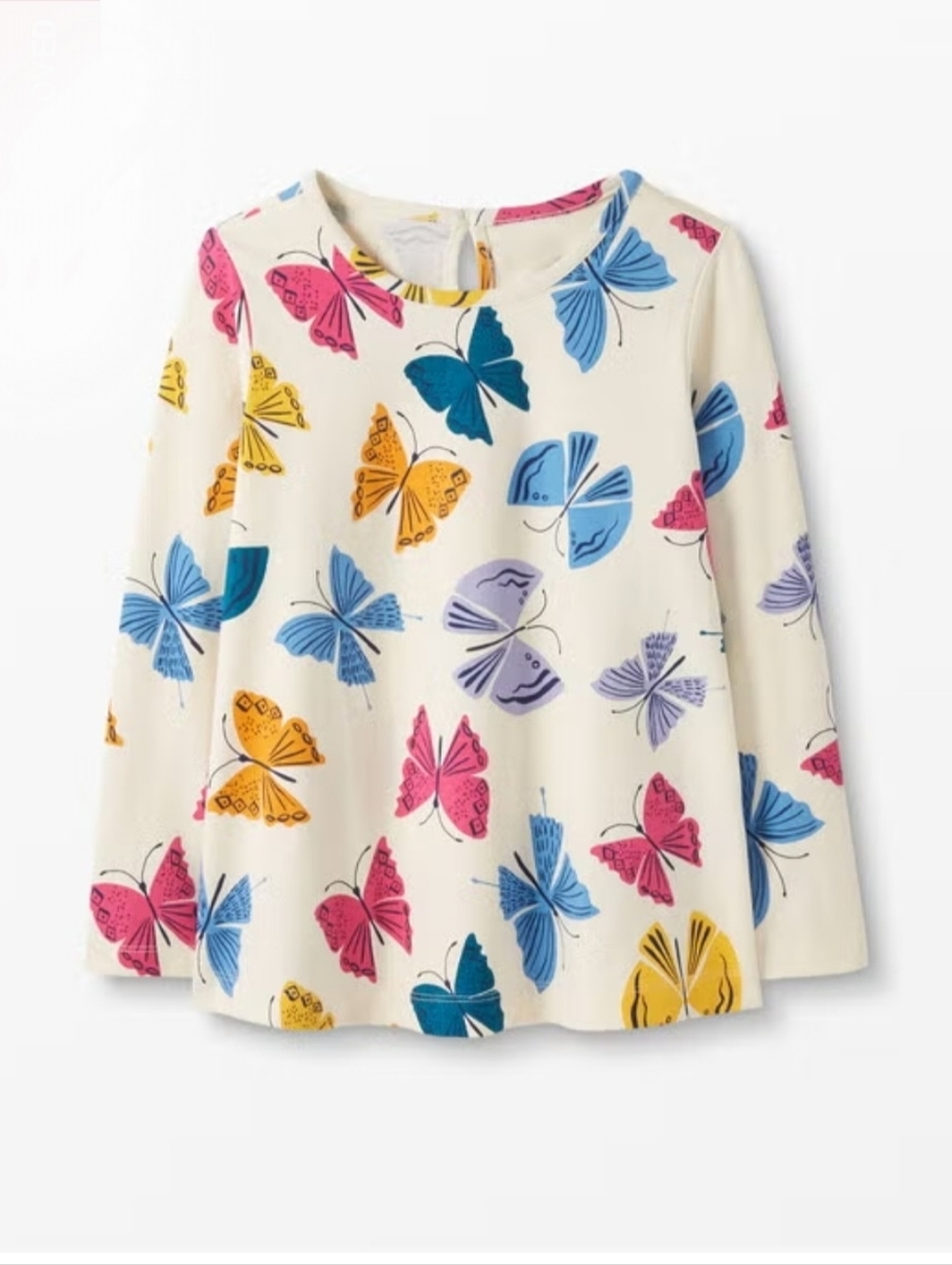 Hanna Andersson Girls Cream Long-Sleeve Swing Top Colorful Butterfly Print Sz 10